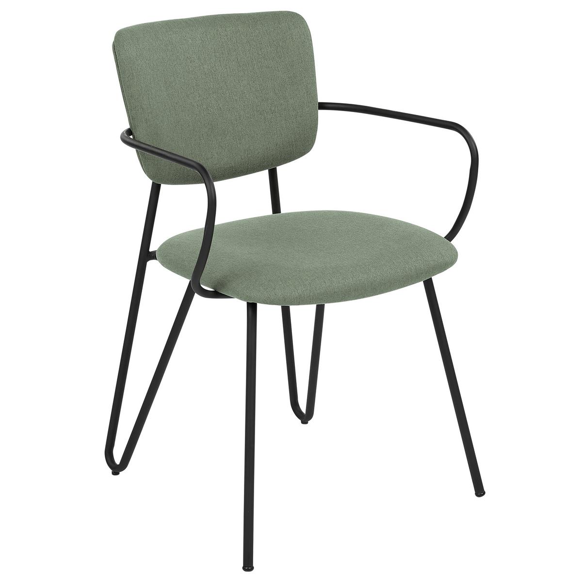 ESSZIMMERSTUHL 2er-Set Polsterbezug Grün Elko - Grün, Textil/Metall (45/80/54cm) - Beliani