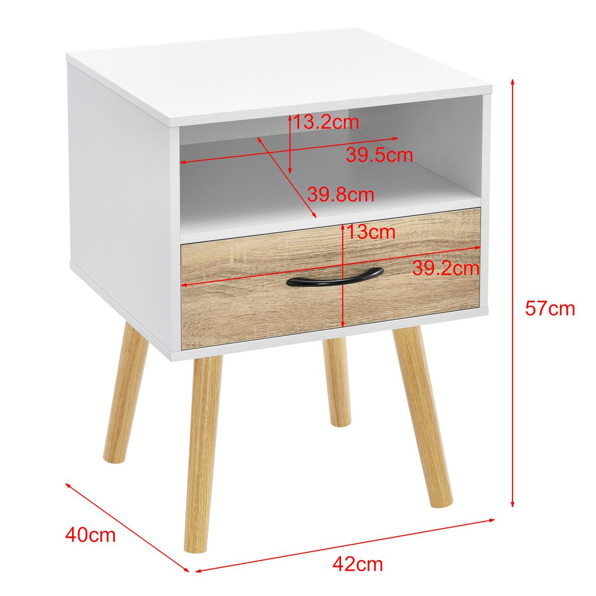 BEISTELLTISCH Gävle - Eichefarben/Weiß, Holz/Holzwerkstoff (40/42/57cm) - [en.casa]