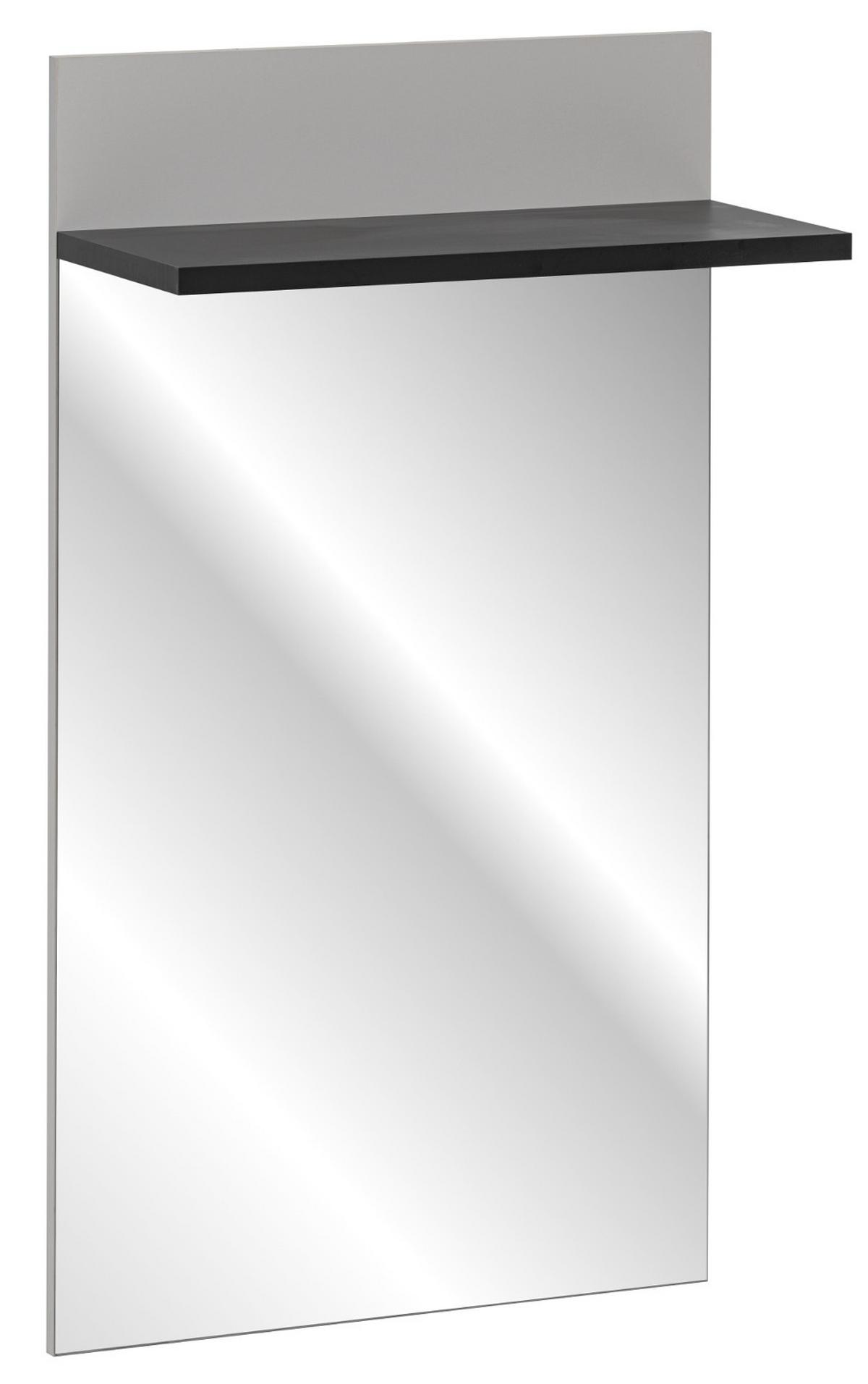 GARDEROBENSPIEGEL Kaschmir, schwarz 60 x 107 cm, Flurspiegel mit Ablage - Kaschmir/Schwarz, Glas/Holzwerkstoff (60/107/28cm) - Inn.Furn