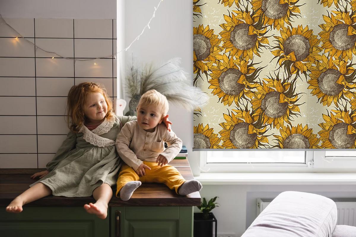 INNENROLLO - Fensterrollo - Rollo - 100x100 cm - Sonnenblume - Gelb, Kunststoff (100/100/0.5cm) - TULUP
