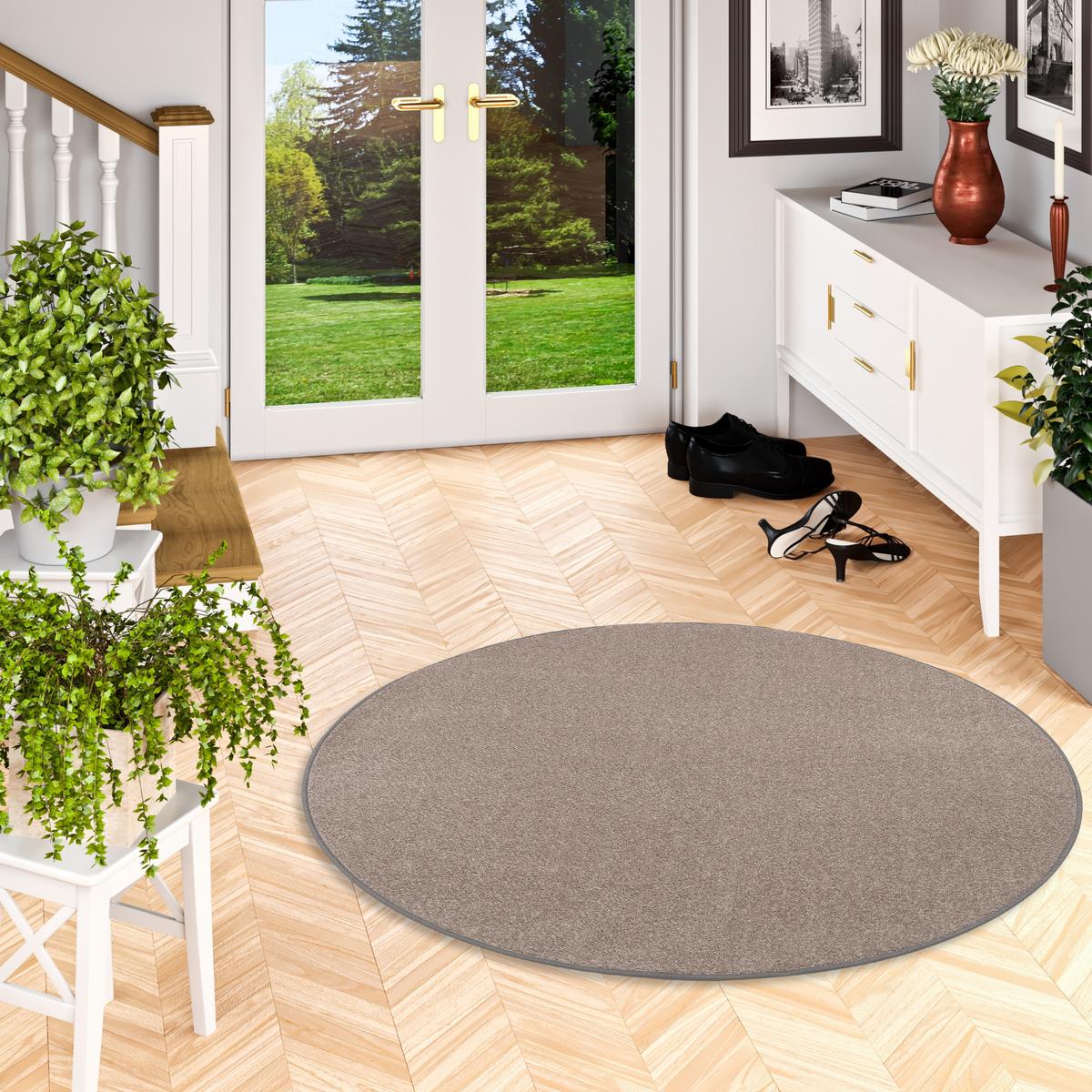 TREND VELOURS TEPPICH JOY RUND - Taupe, Textil (100/100cm) - Snapstyle