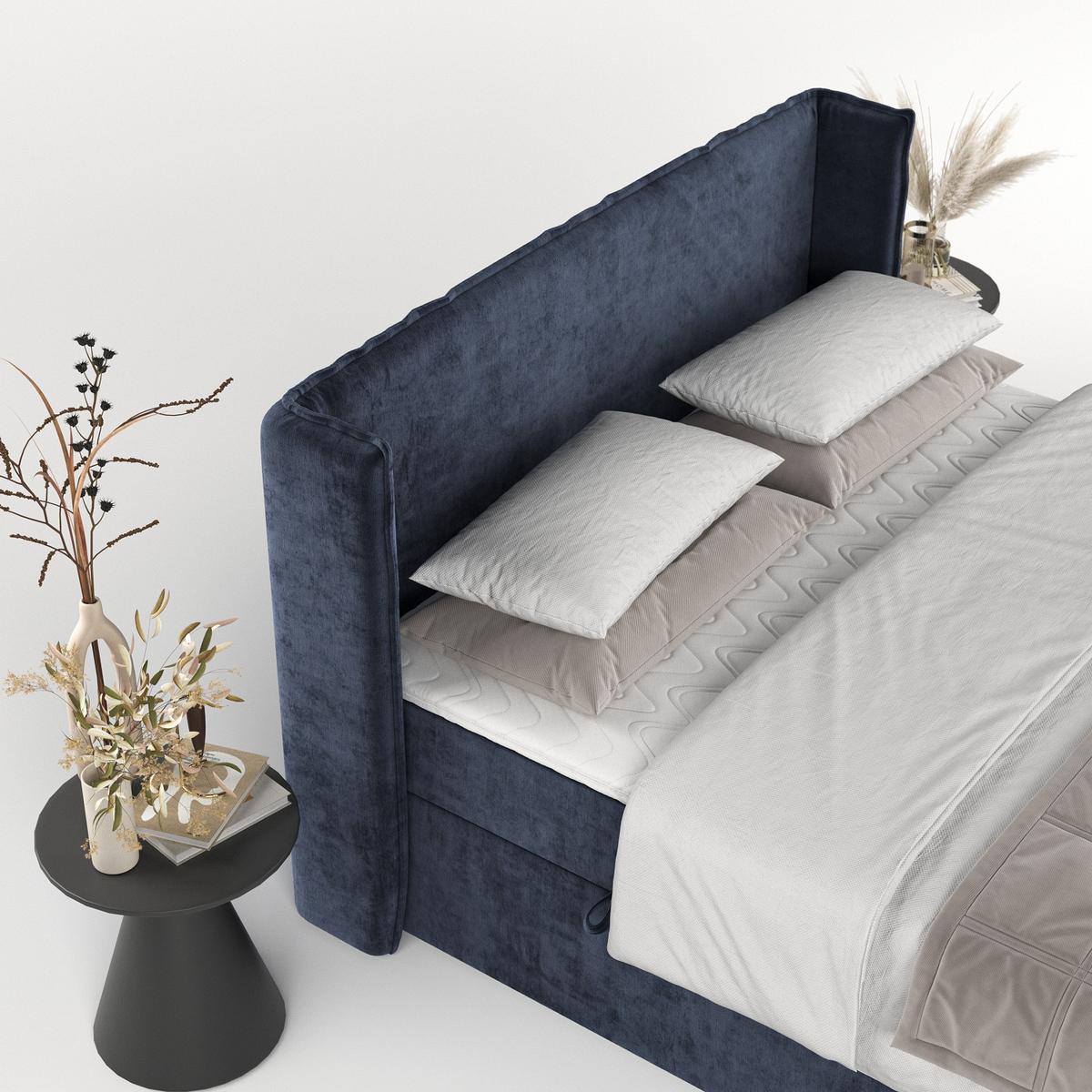 BOXBETT Viva 160/200 cm Marineblau im Lotta Stoff - Schwarz/Dunkelblau, Holz/Holzwerkstoff (160/200cm) - AltaBeds