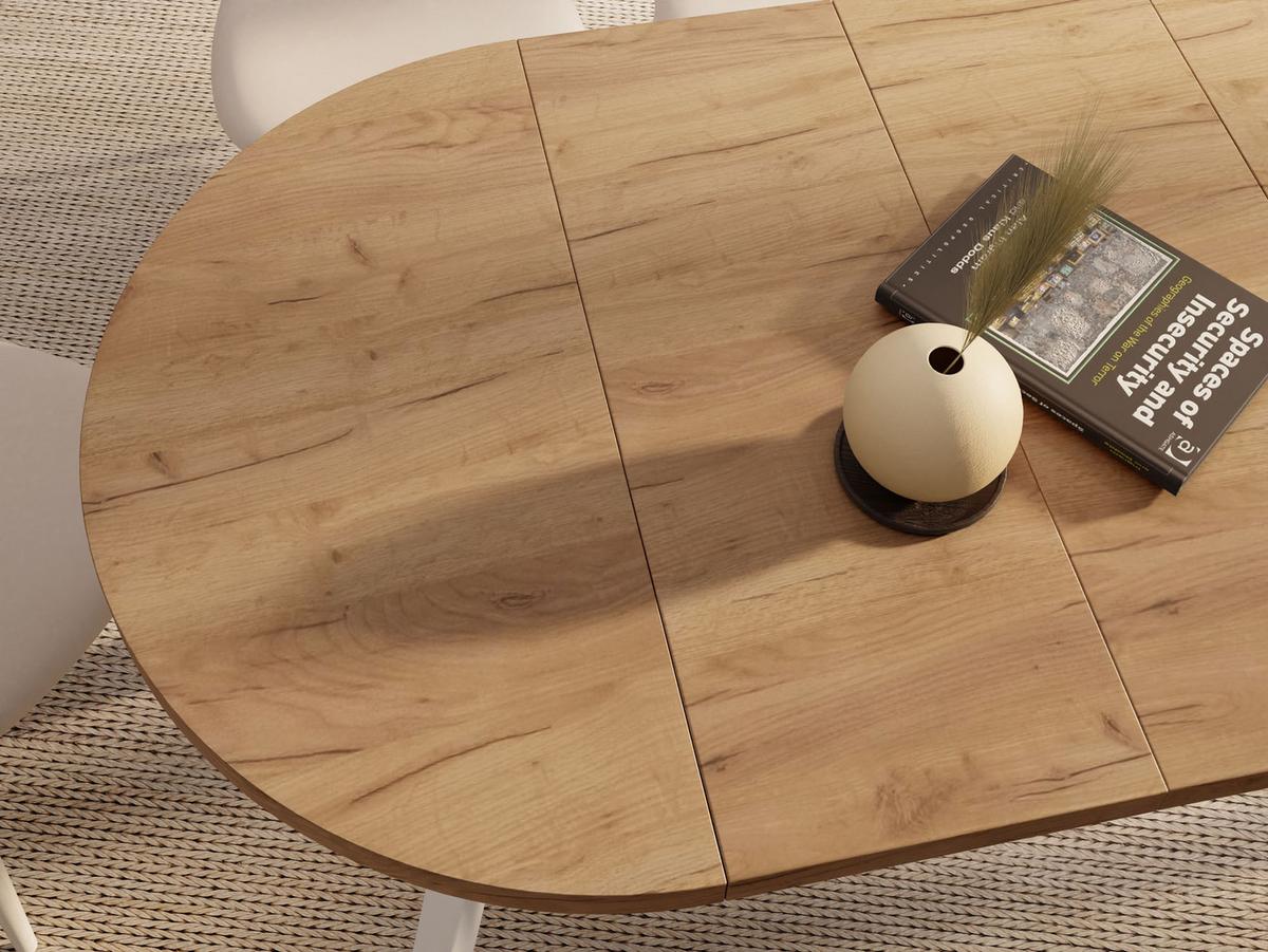 ESSTISCH Vero Weiß rund ausziehbar verlängerbar, Eiche Braun 100-200/100/77 cm - Eiche Wotan/Weiß, Holz/Holzwerkstoff (100/200/77cm) - WFL GROUP