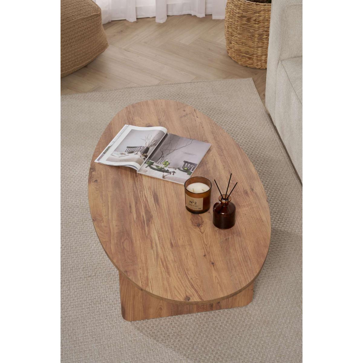 COUCHTISCH mit ovaler Platte L125 cm 65/120/40 cm - Kieferfarben, Holzwerkstoff (70/65/40cm) - Calicosy