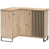ECKKOMMODE Caya mit zwei Türen und Metallbeinen, Eiche Artisan - Schwarz/Eiche Artisan, Holzwerkstoff/Metall (123/95/82cm) - Beautysofa