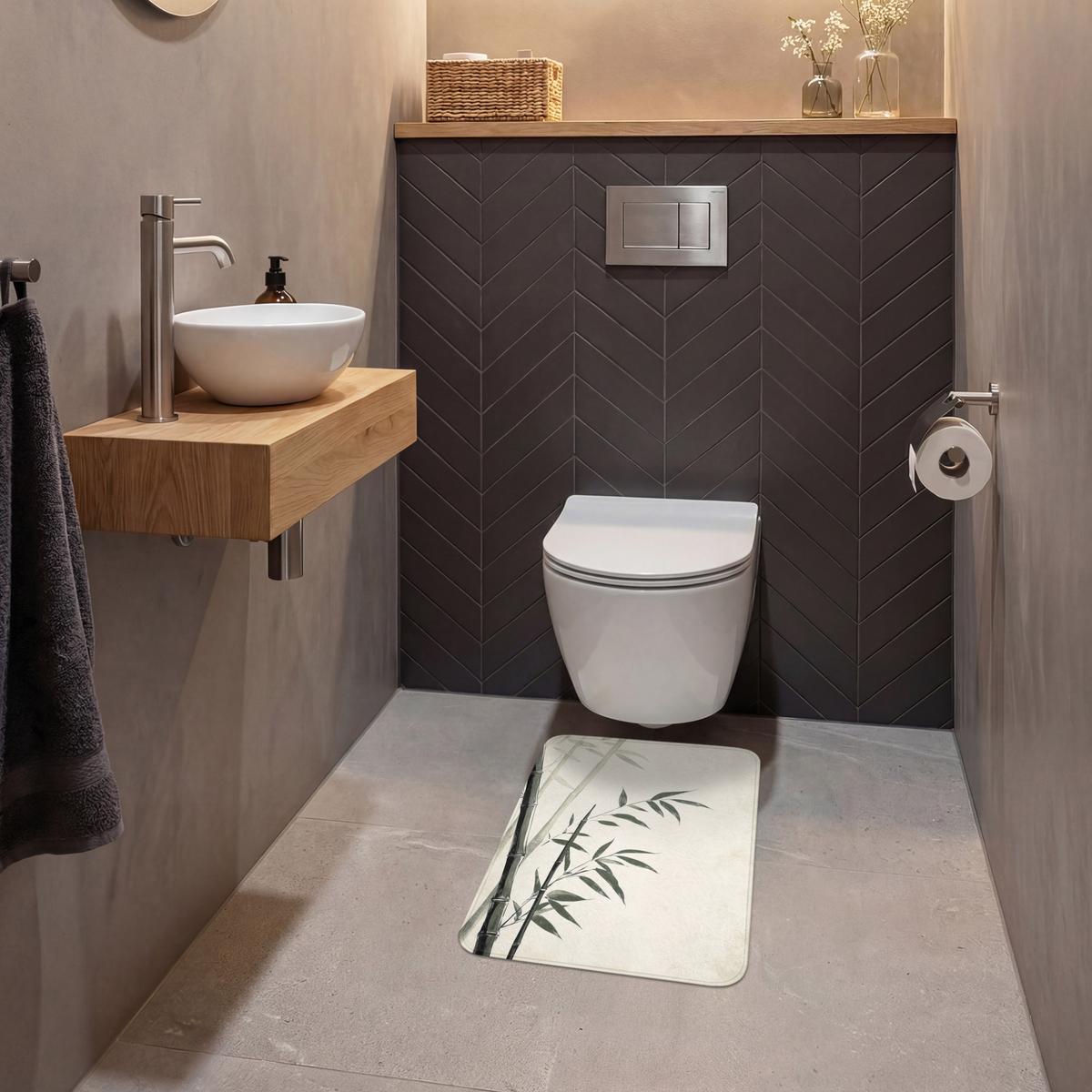 WC-VORLEGER Japandi - Bambus - Beige WC Teppich 40x60 cm - Ecru, Textil (40/1cm) - OnlyWow