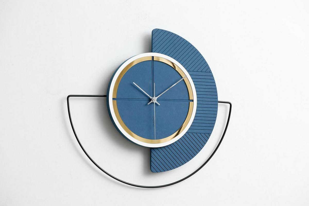 WANDUHR Design Blau 55/50 cm - Blau, Holzwerkstoff/Metall (1.8/50/1cm) - ONZENO