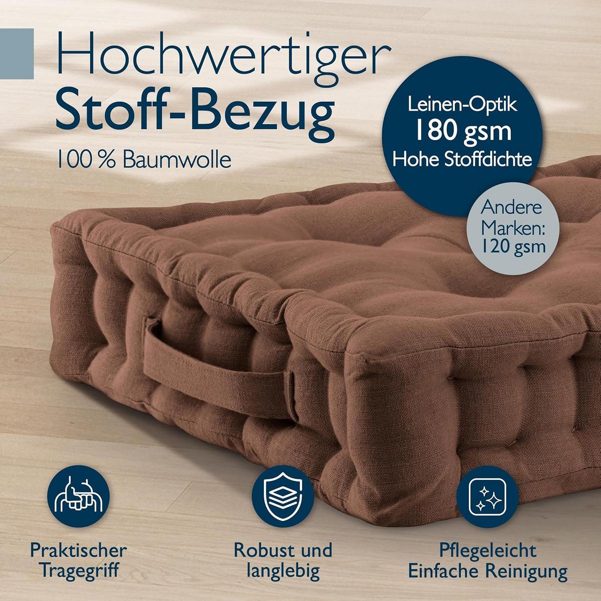 STUHLKISSEN Mila 50x50x10cm Braun - Braun, Textil (50/50/10cm) - Beautissu 