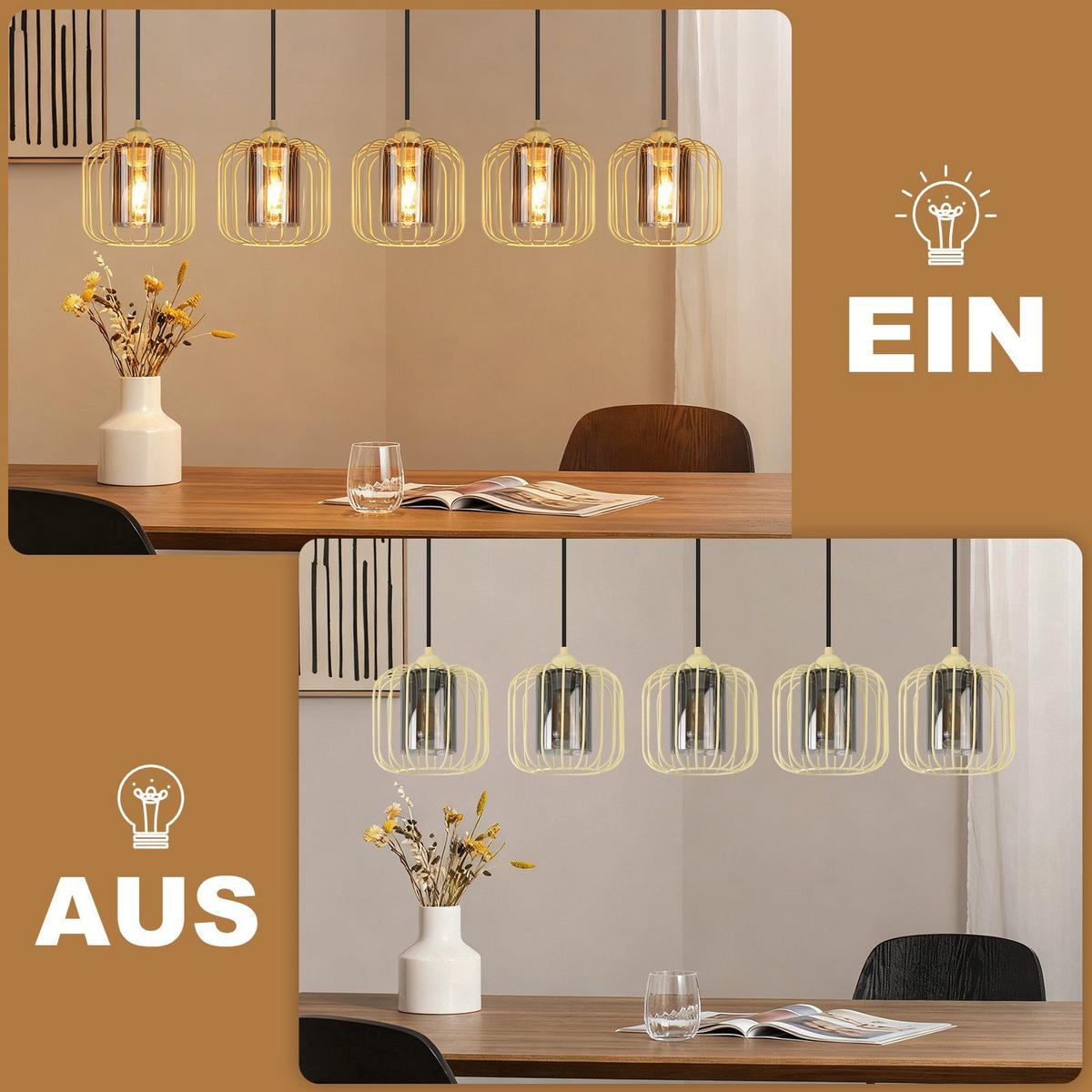 PENDELLEUCHTE BERLIN Ⅲ 100/20/155 cm - Gelb, Metall (100/20/155cm) - Nettlife