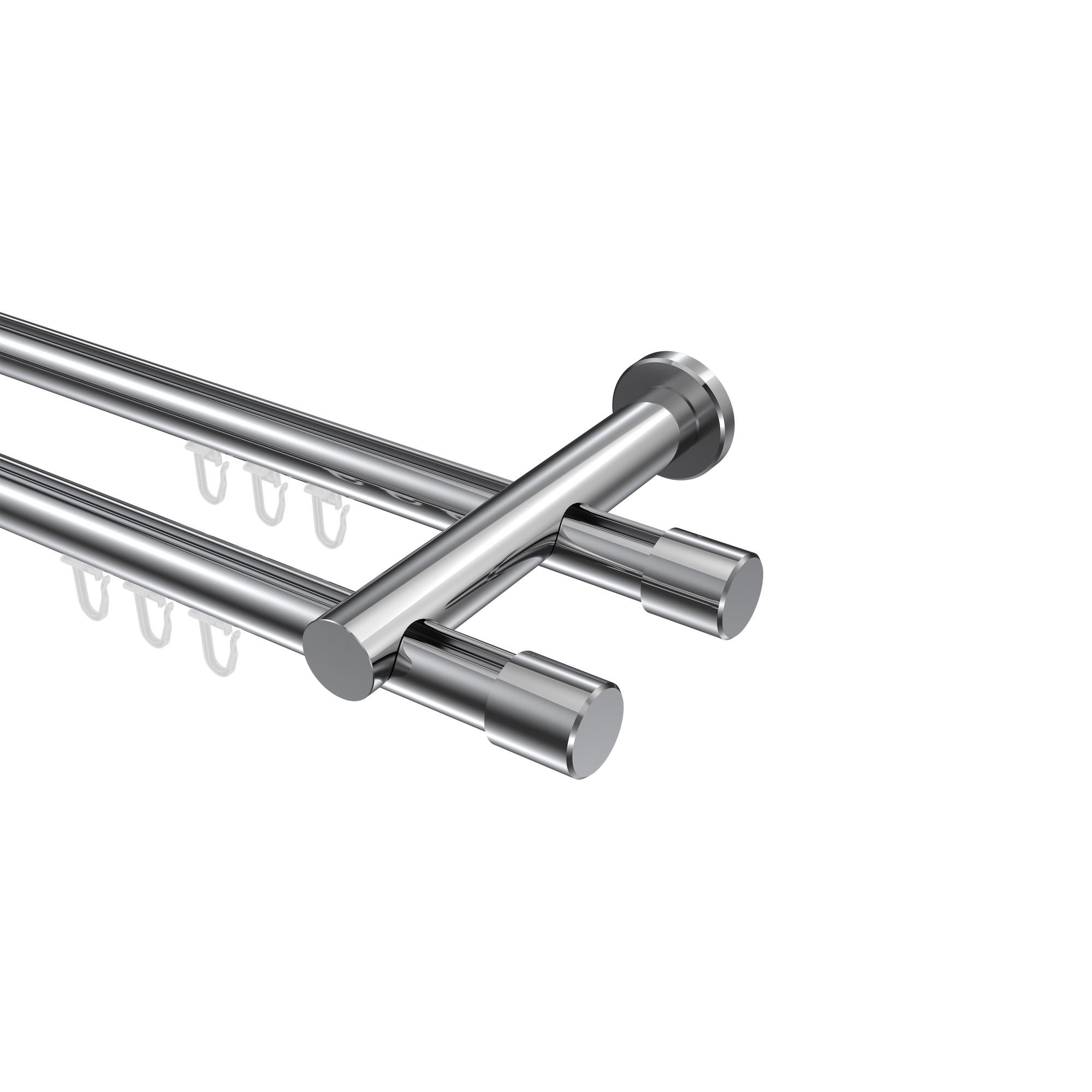 GARDINENSTANGE INNENLAUF Platon Santo 320 cm (geteilt in 2 x 160 cm), 2-läufig, 20 mm Ø Chrom - Chromfarben, Metall (320cm) - INTERDECO