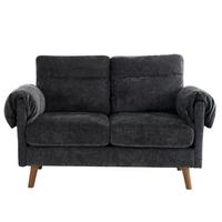2-SITZER-SOFA aus schwarzem chenille, kompakt und platzsparend - Schwarz, Textil (70/85/124cm) - Urban Meuble