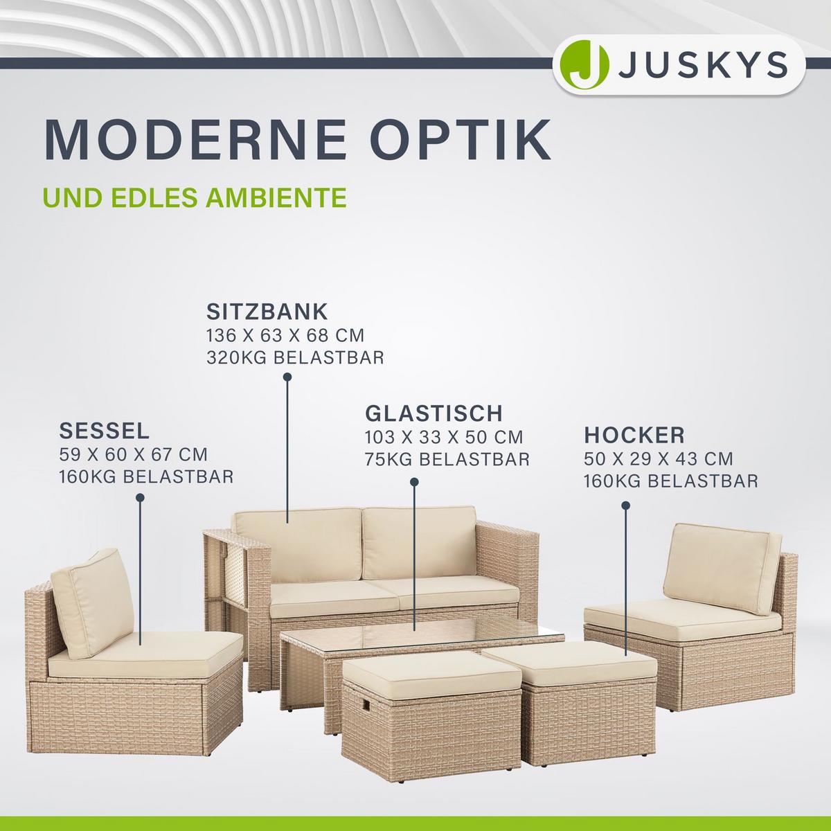 LOUNGEGARNITUR Salou beige - Beige, Kunststoff - Juskys