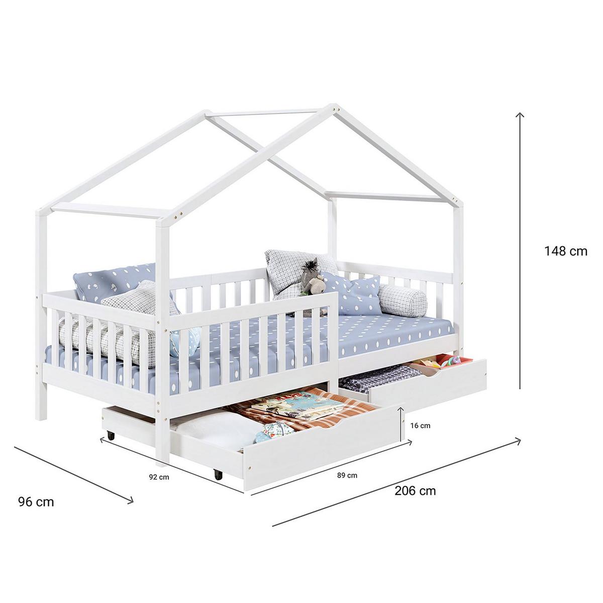 HAUSBETT ELEA 90X200 CM - Weiß, Holz (96/148/206cm) - IDIMEX
