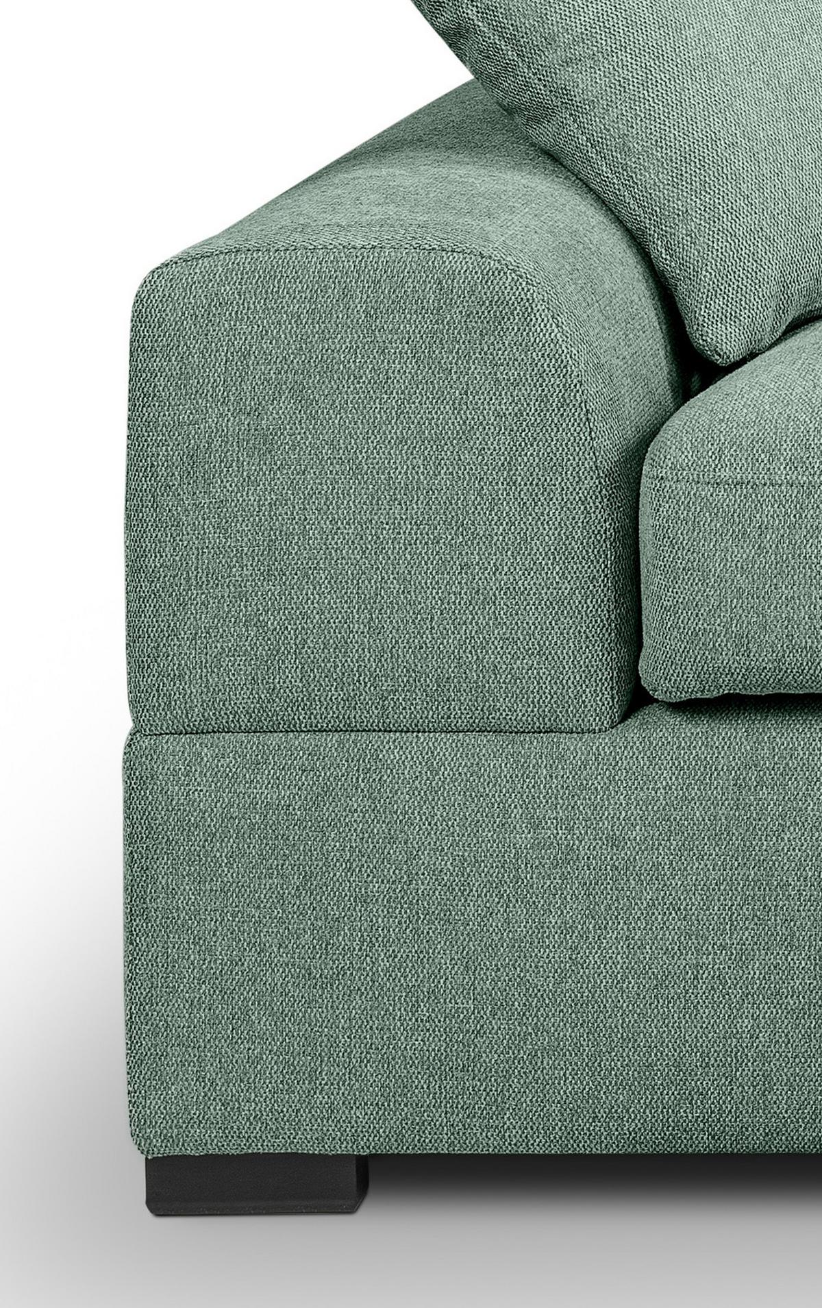 SOFA petrol Strukturstoff 308 cm, Ecksofa 5-Sitzer, L-Sofa Ottomane rechts - Petrol/Schwarz, Holz/Textil (308/186cm) - Inn.Furn