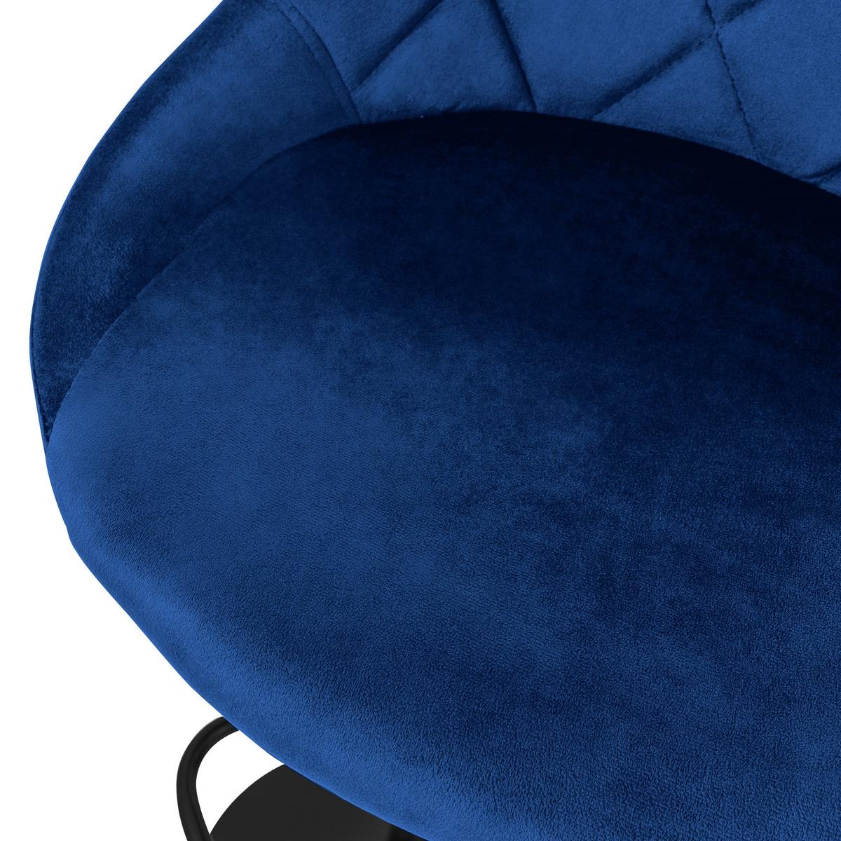 BARHOCKER 2er Set aus Samt Blau höhenverstellbar/drehbar - Blau/Schwarz, Metall (37/106/47cm) - ML-DESIGN
