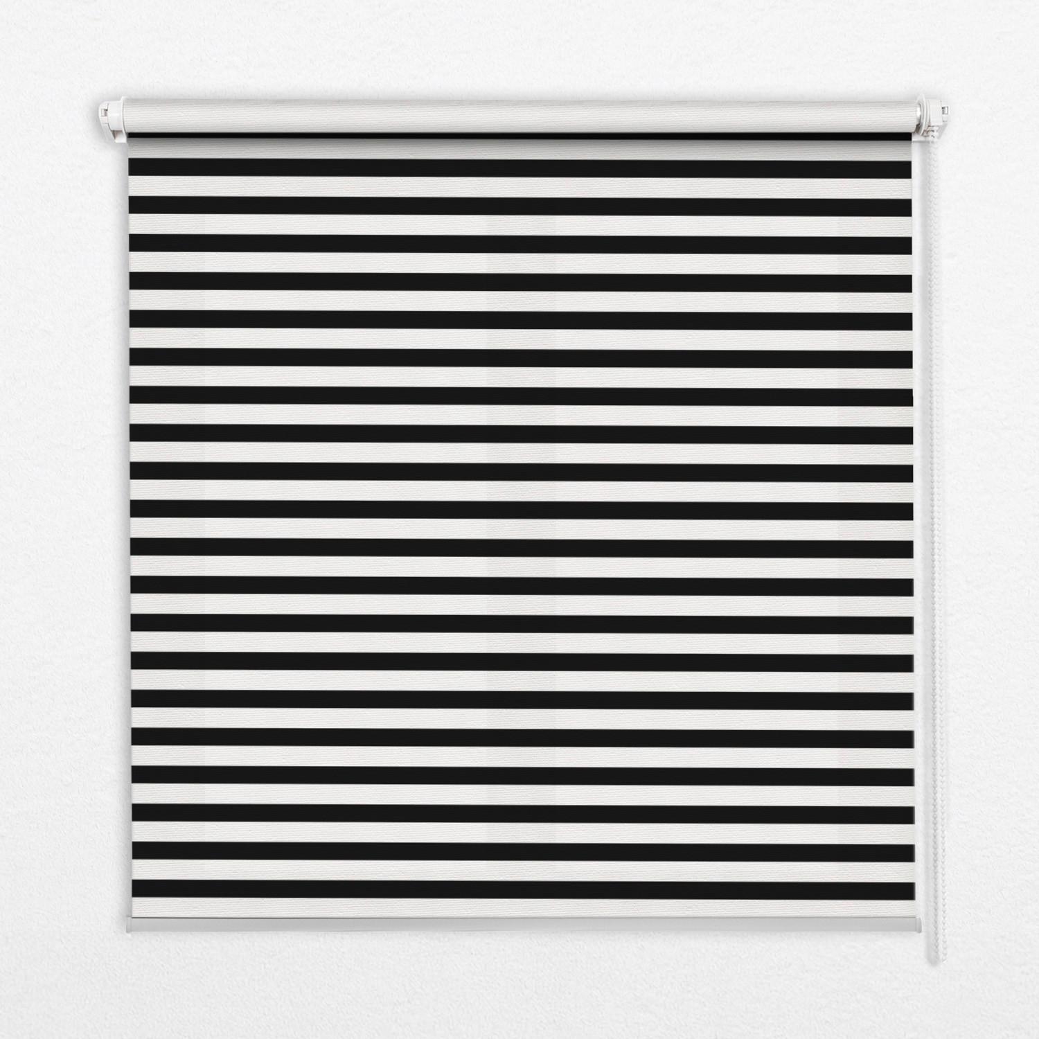 INNENROLLO - Fensterrollo - Rollo - 60x40 cm - Schwarze Streifen - Schwarz, Kunststoff (60/140/0.5cm) - TULUP