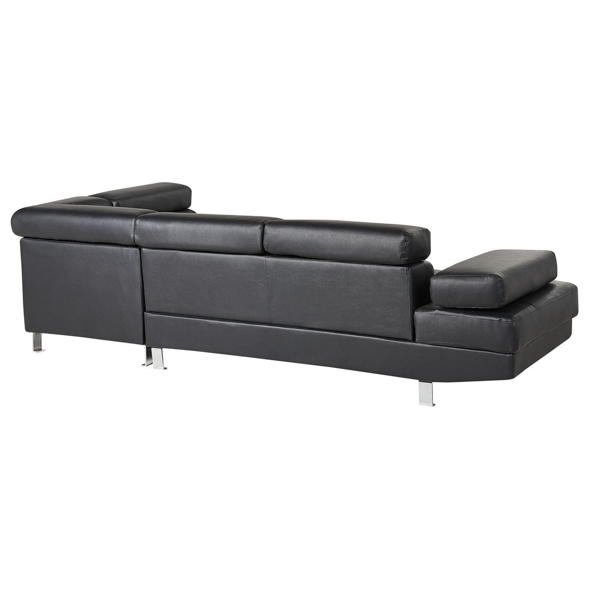 ECKFSOFA 5-Sitzer Kunstleder Schwarz linksseitig Norrea - Silberfarben/Schwarz, Kunststoff (261/193cm) - Beliani