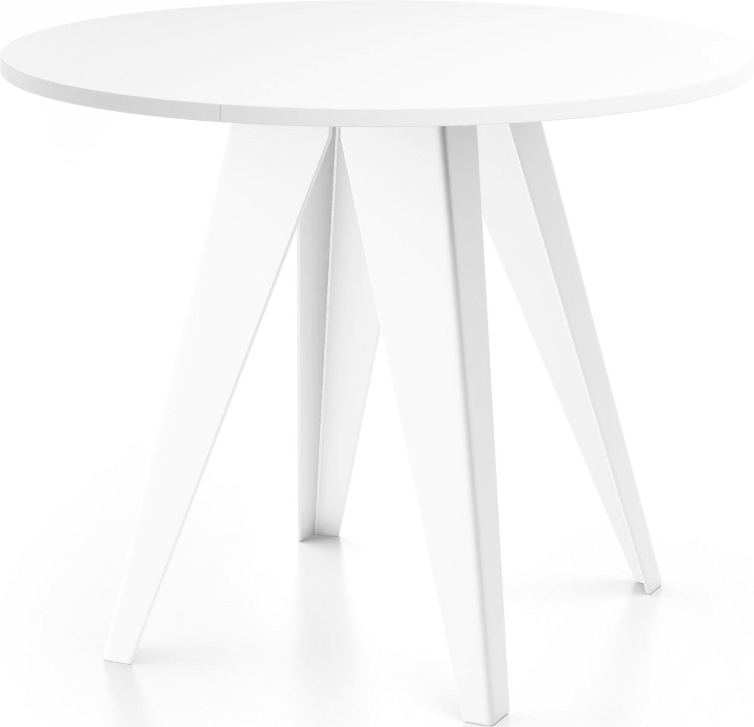 ESSTISCH Griffin runder ausziehbarer, Weiß 90-130/100/76 cm - Weiß, Holzwerkstoff/Metall (90/130/76cm) - WFL GROUP