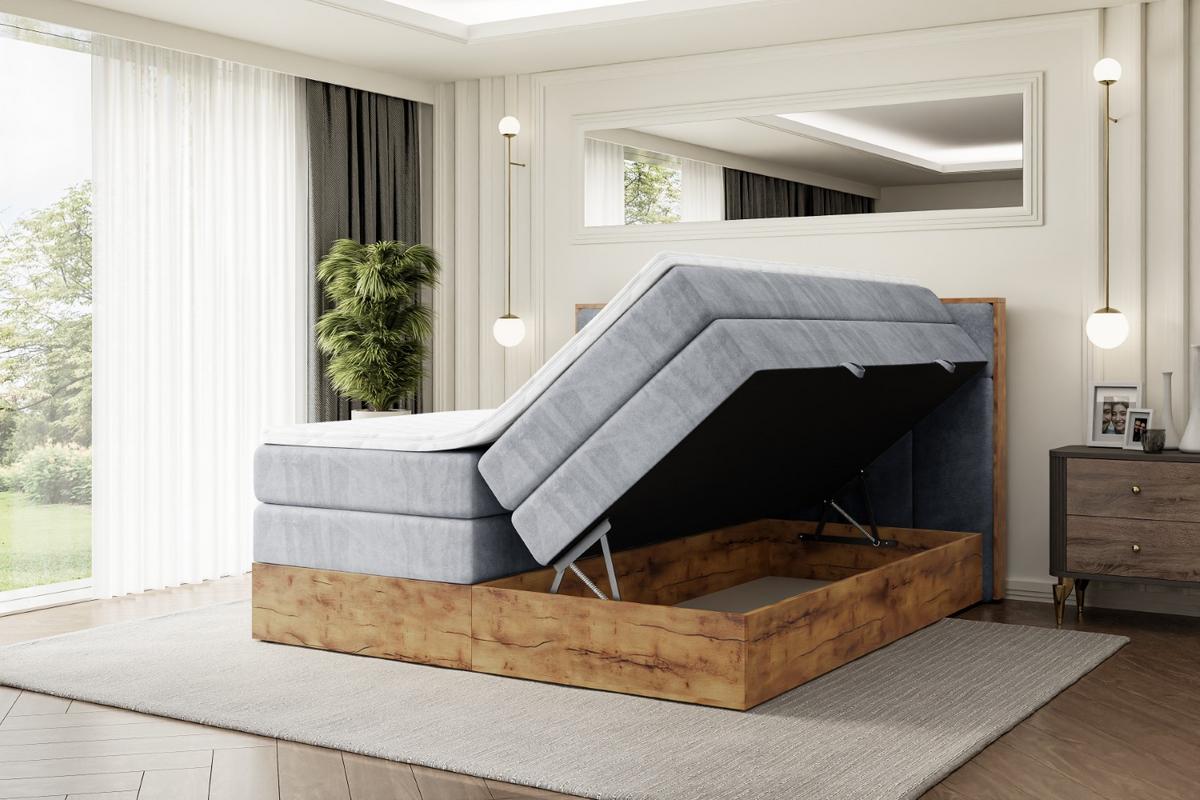 BOXSPRINGBETT mit Matratze H3|H4 und Lattenrost - LOLLI7 KING-160x200 - Grau Casablanca - Grau, Holzwerkstoff (160/200cm) - ALTDECOR
