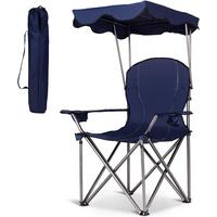 CAMPINGSTUHL mit Sonnendach Blau - Blau, Metall (97/130/68cm) - COSTWAY