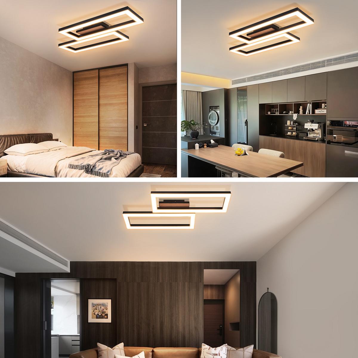 LED DECKENLEUCHTE Evoris 49/27/6 cm - Schwarz, Kunststoff/Metall (49/27/6cm) - ZMH