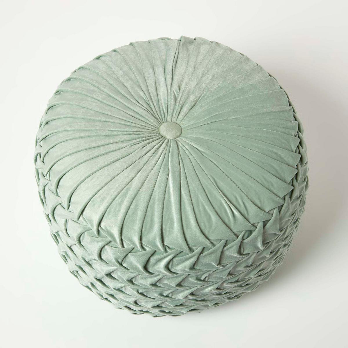 SAMT-POUF Grace grün, plissiert in Flechtoptik, 50/50/35 cm - Mintgrün, Textil (50/35/50cm) - Homescapes