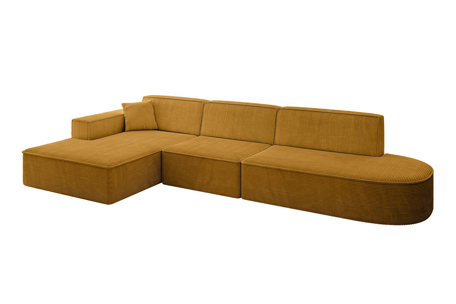 ECKSOFA Ottomane Links IREA-L2-v4 - 327x165x77 cm Senfgelb - Grün, Holzwerkstoff/Textil (327/165cm) - ALTDECOR