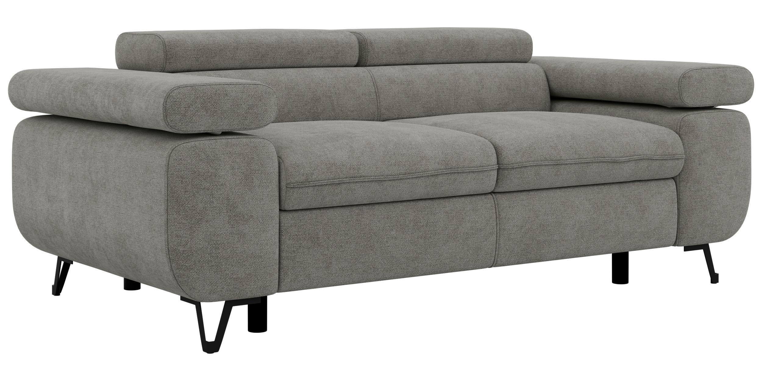 2-SITZER SOFA PETER - Grau Stukture - Graphitfarben/Schwarz, Textil/Metall (200/76/99cm) - MKS