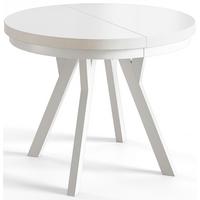 RUNDER Esstisch ausziehbar – Moderner Wohnzimmertisch und Küchentisch – Tisch mit Stabile Konstruktion, Durchmesser 100 cm - 200 cm - Farbe Weiß - Weiß, Holzwerkstoff (100/100/77cm) - Alpi-Möbel