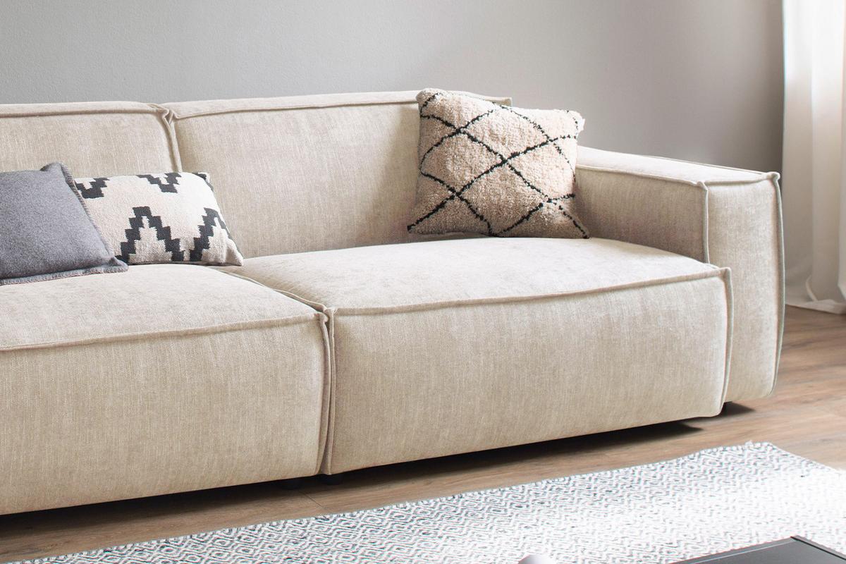 SITZGRUPPE SAMU Beige Webstoff (2er-Set) - Greige/Beige, Kunststoff/Textil (256/72/106cm) - KAWOLA