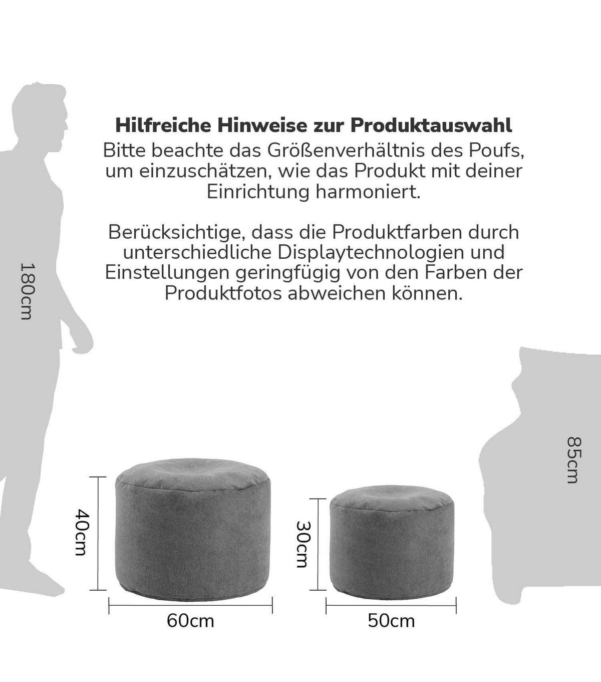 POUF Der Ruhepouf - Anthrazit, Textil (60/40/60cm) - Mokebo