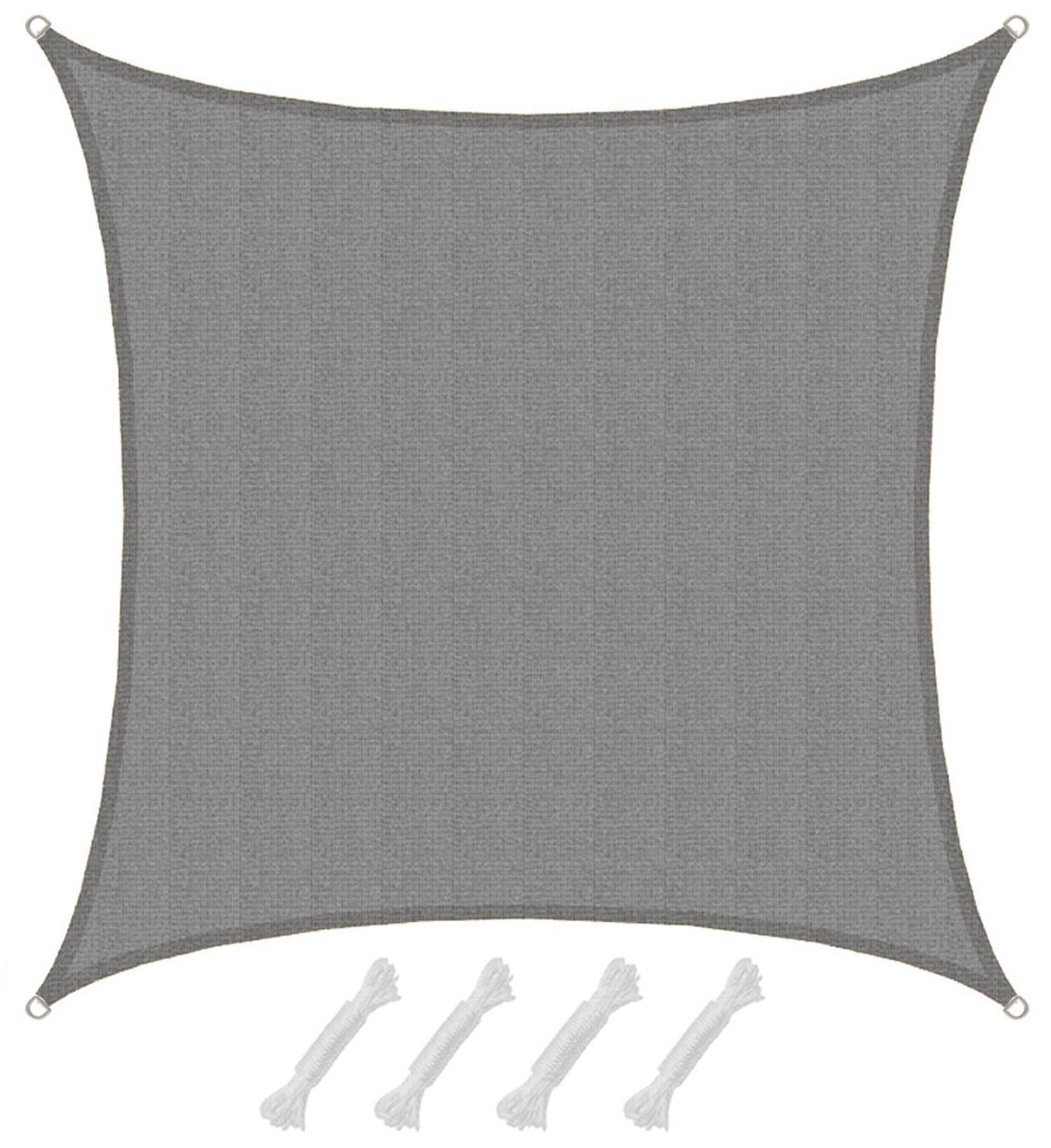 UV-SONNENSEGEL 6/6 m, Viereckig, Wasserdurchlässig, Grau - Grau, Kunststoff (600/600cm) - Amanka
