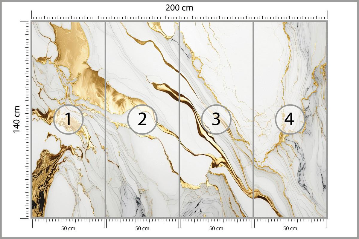FOTOTAPETE Marmor Abstraktion Glamour Stil 200x140 - Gelb/Beige, Papier (200/140cm) - Muralo