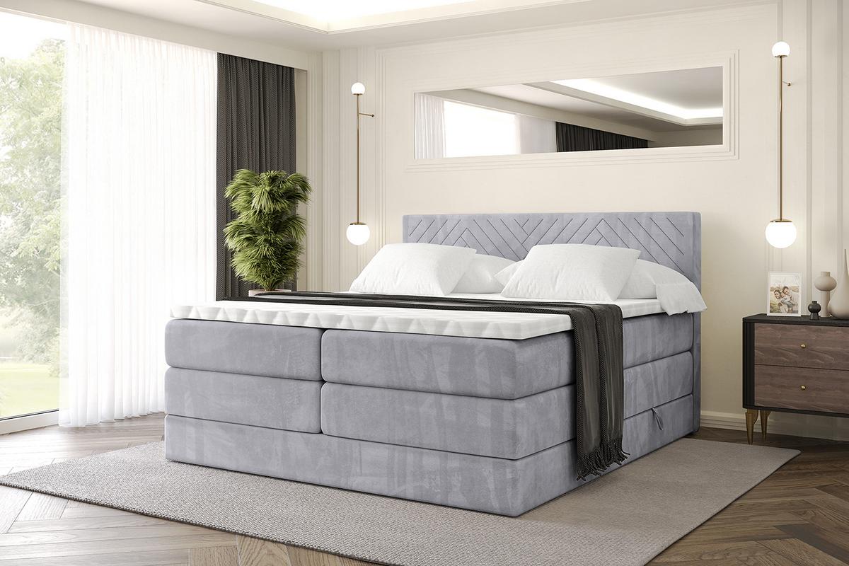 BOXSPRINGBETT mit Matratze H3|H4 und Lattenrost - VEXA KING-180x200 - Grau Monolith - Grau, Holzwerkstoff (180/200cm) - ALTDECOR
