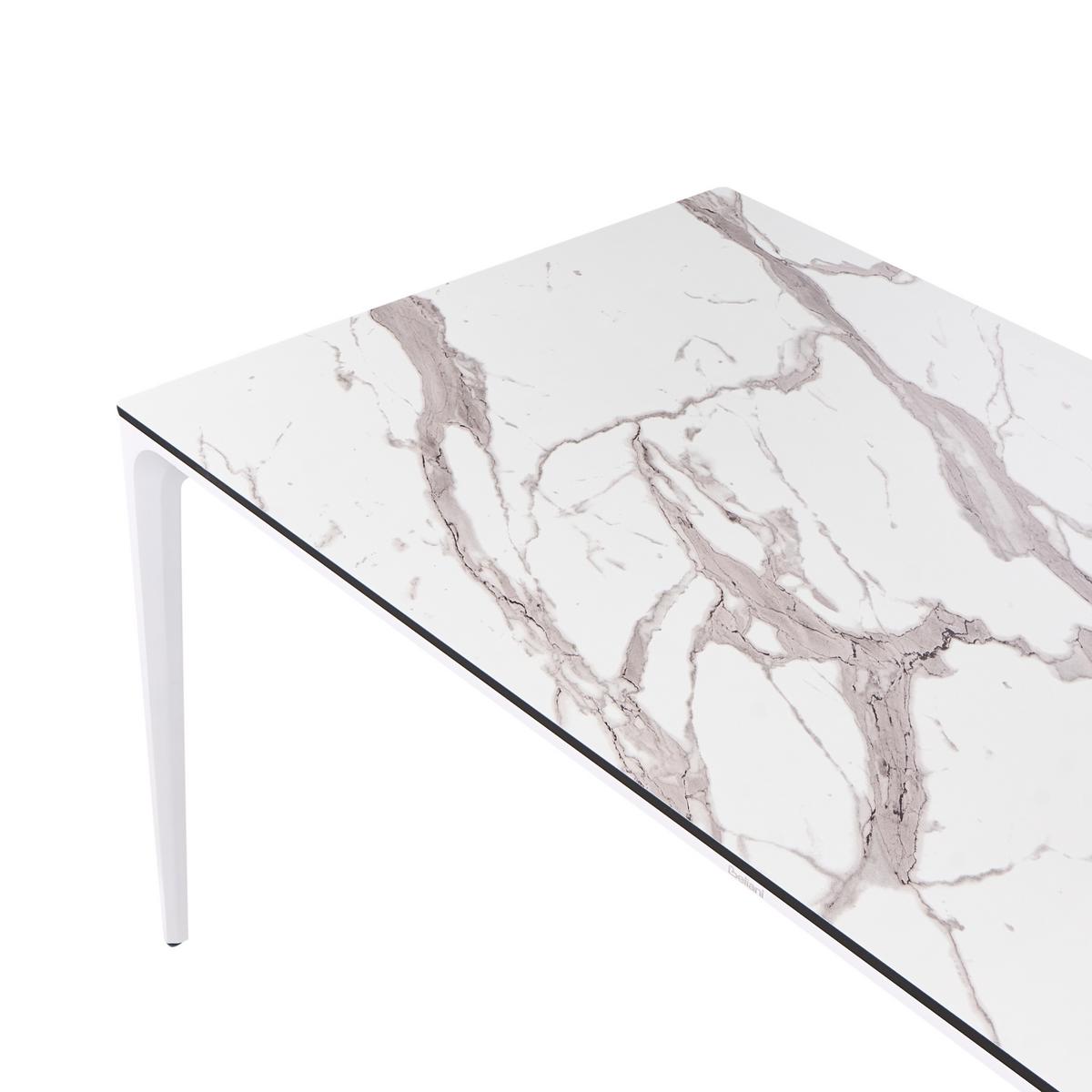GARTENTISCH 180/90 cm Marmor Optik Weißer Marmor Sovareto - Weiß, Kunststoff (180/90/75cm) - Beliani