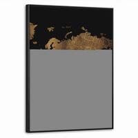 LEINWAND Bilder mit Rahmen - Weltkarte - Gold - Luxus - Erde - Schwarz - 70x100 - Goldfarben, Textil (70/100cm) - MuchoWow