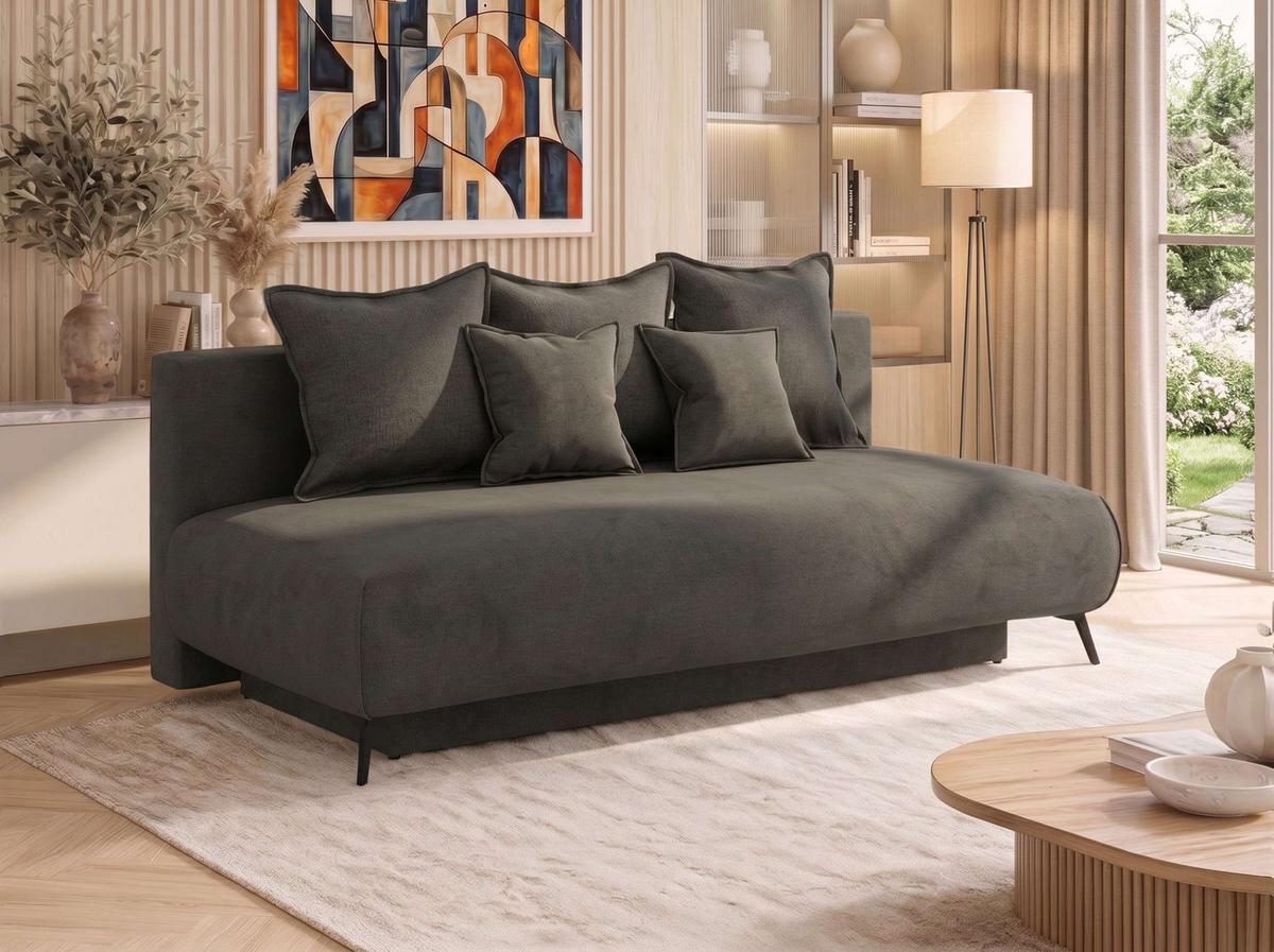 3-SITZER SOFA VIRENO - Dunkelgrau Velvet - Dunkelgrau/Schwarz, Textil/Metall (197/95/102cm) - MKS