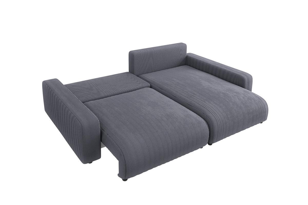 ECKSOFA Emma Grau Cord - Ottomane rechts - Grau, Textil (234/170cm) - S-Style Möbel