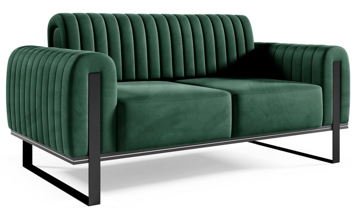 SOFA Parissa 164 cm - Schwarz/Grün, Textil/Metall (164/79/92cm) - Selsey