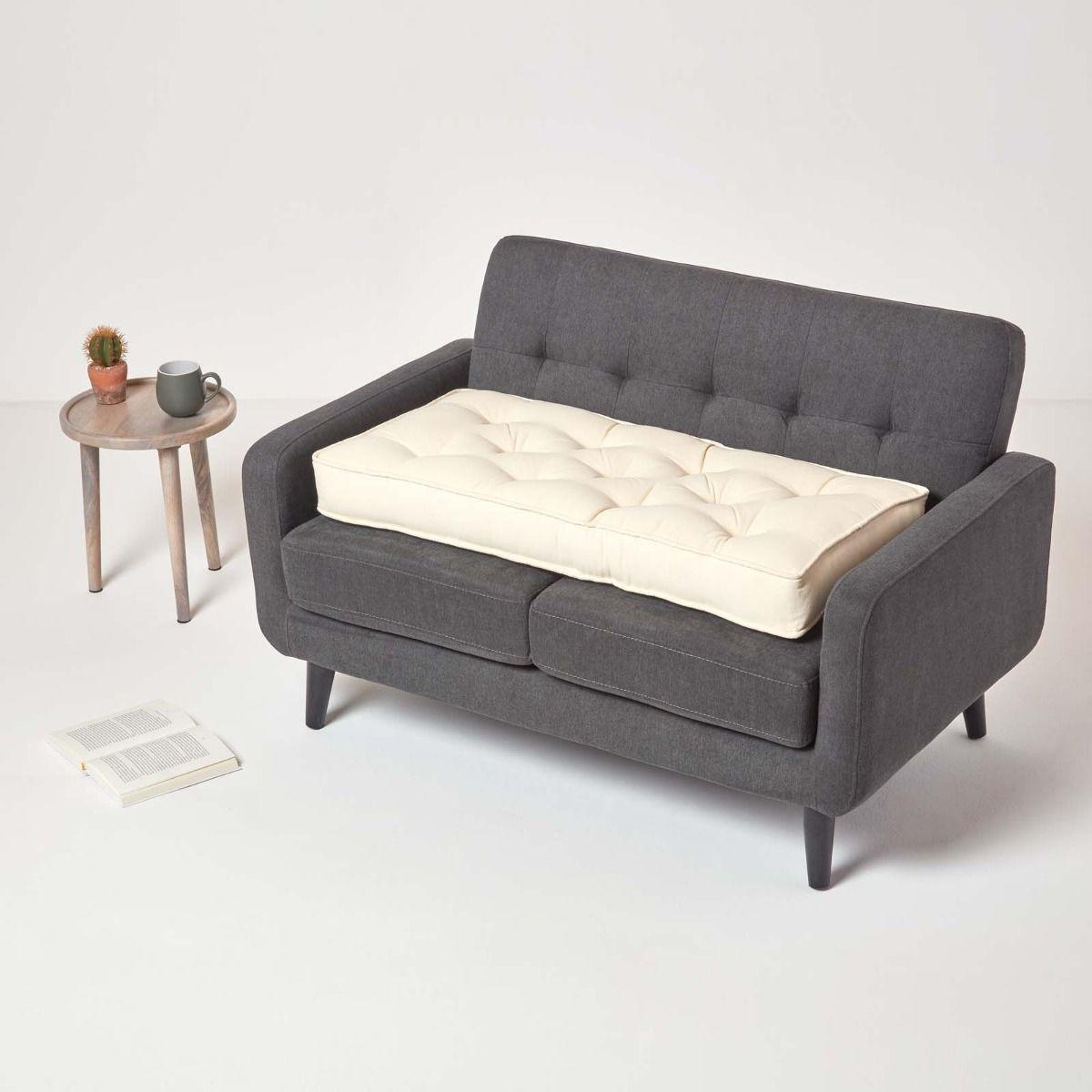 SITZAUFLAGE für Zweisitzer-Sofa 100 x 48 cm – dickes Sitzkissen crème - Creme, Textil (48/100/10cm) - Homescapes