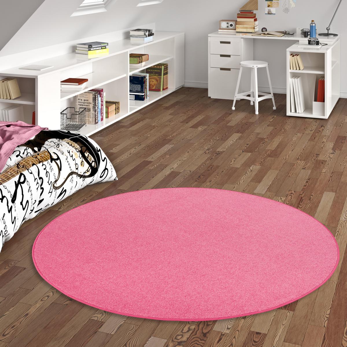 TREND VELOURS TEPPICH JOY RUND - Rosa, Textil (160/160cm) - Snapstyle