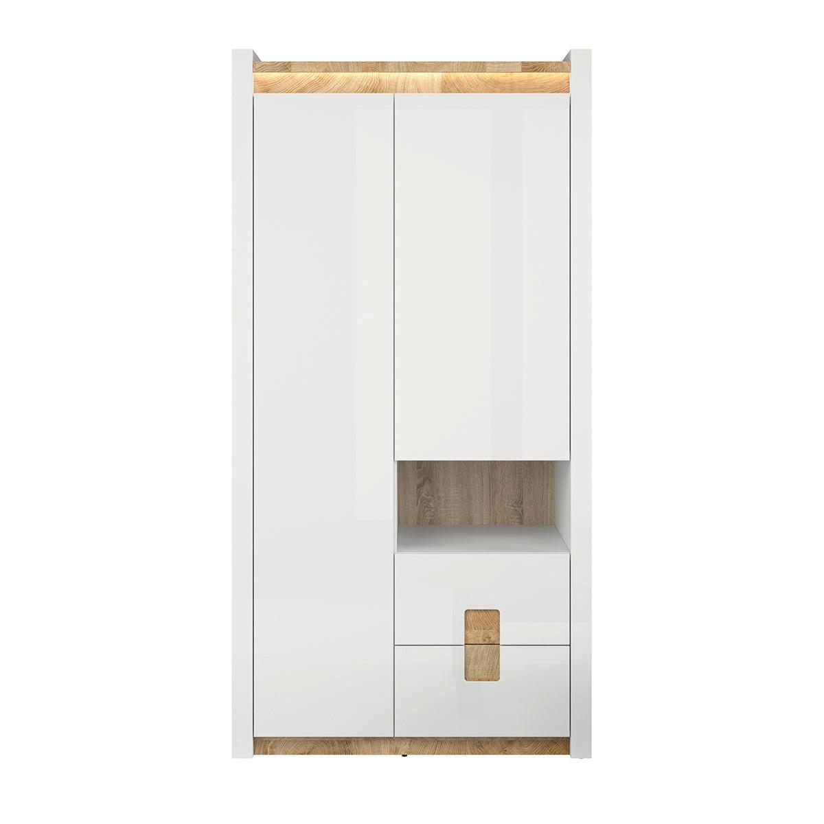 SCHRANK 2 Türen Helios Weiß und Holz - Weiß, Holzwerkstoff (102/201/60cm) - Petits-meubles