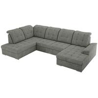WOHNLANDSCHAFT MADRITO U - Grau Struktur - Links - Silberfarben/Grau, Textil/Metall (204/89/323cm) - MKS