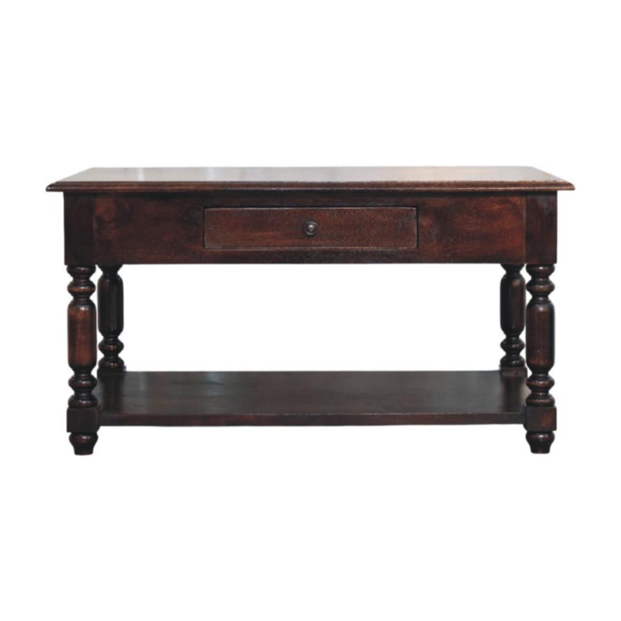 KONSOLENTISCH Rich-Cherry-Finish, 1 Schublade, 1 großes offenes Regal, Dunkelbraun - Dunkelbraun, Holz (85/55/45cm) - Artisan Furniture