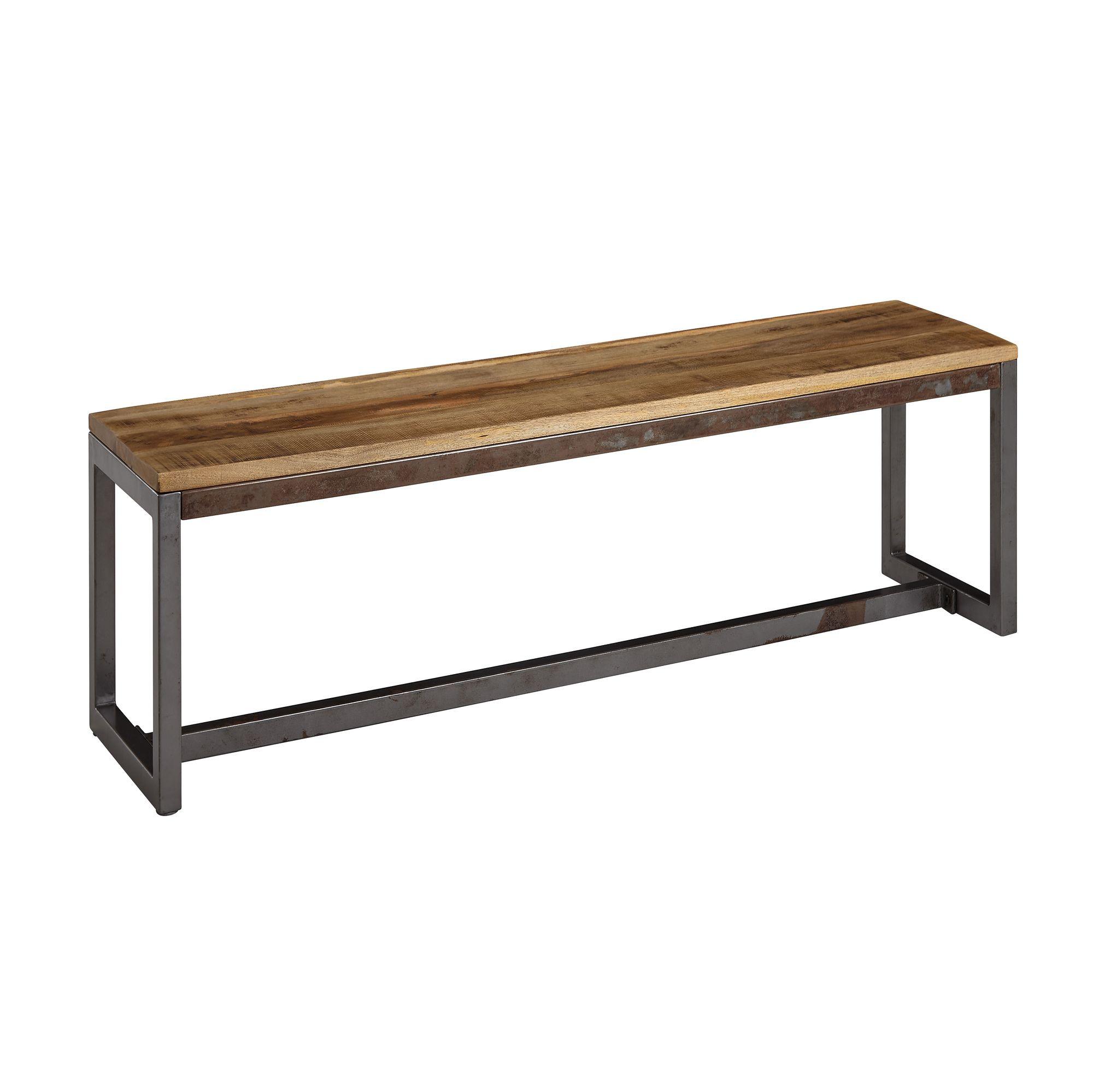 SITZBANK – Mango Massivholz/Metall, Vintage - Anthrazit/Braun, Holz/Metall (120/46/45cm) - KADIMA DESIGN