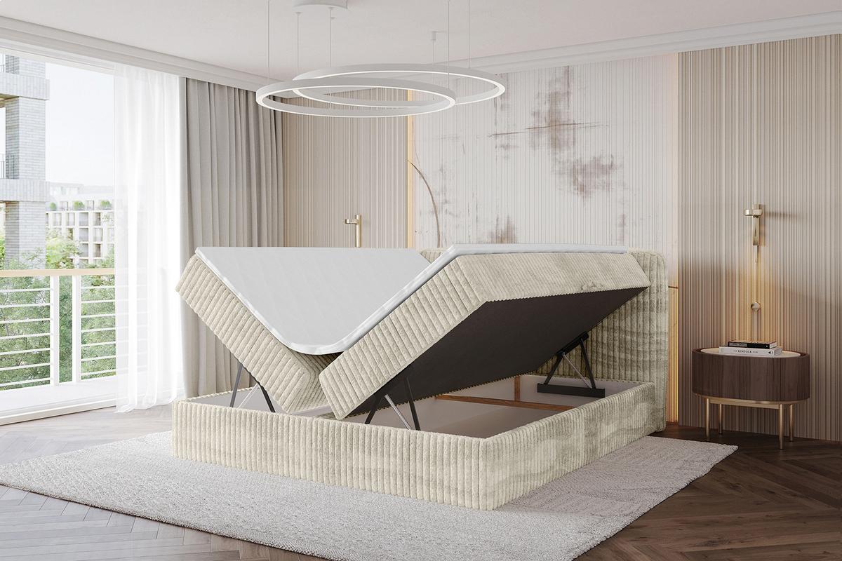 BOXBETT mit Matratze H4 - NINA - 180x200 cm - Creme - Magnolie, Holzwerkstoff (180/200cm) - ALTDECOR