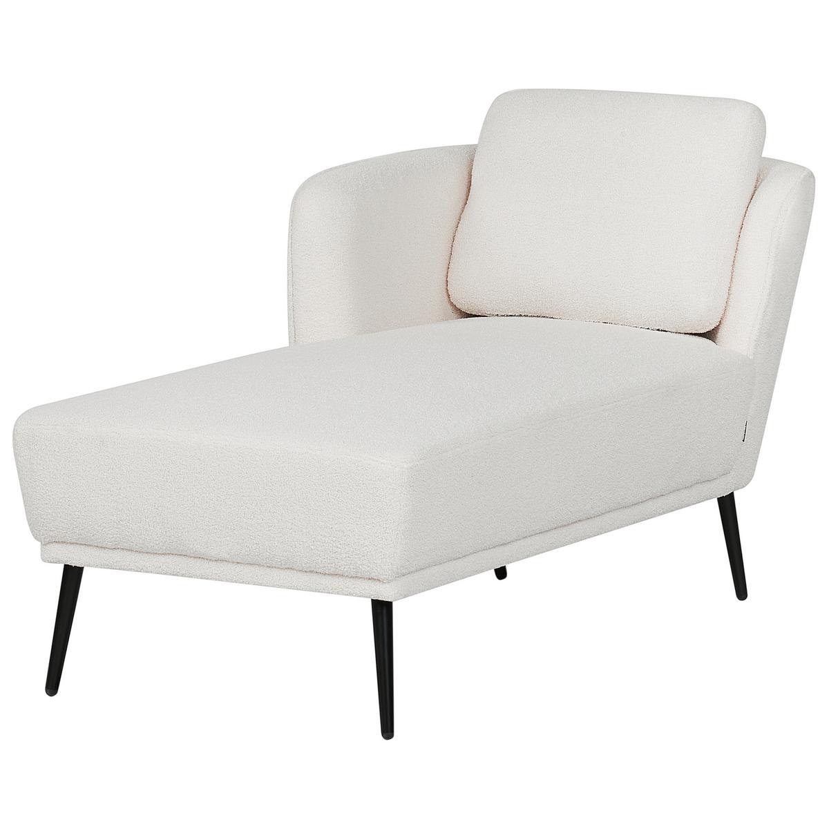CHAISELONGUE-RECHTSSEITIGE Bouclé Cremeweiß Artheze - Creme/Schwarz, Textil (148/70/64cm) - Beliani