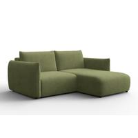 ECKSOFA TAUER 3-Sitzer RECHTS, Bouclé-Stoff grün - Schwarz/Grün, Holz/Textil (206/173cm) - Courtois Laville