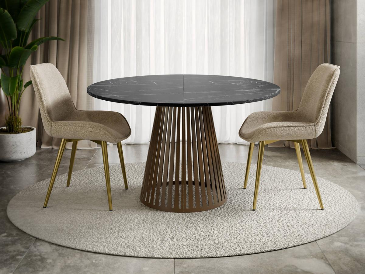 ESSTISCH ausziehbar Cone Braun 120 - Schwarz/Braun, Holzwerkstoff/Metall (120/120/76cm) - MIRJAN24