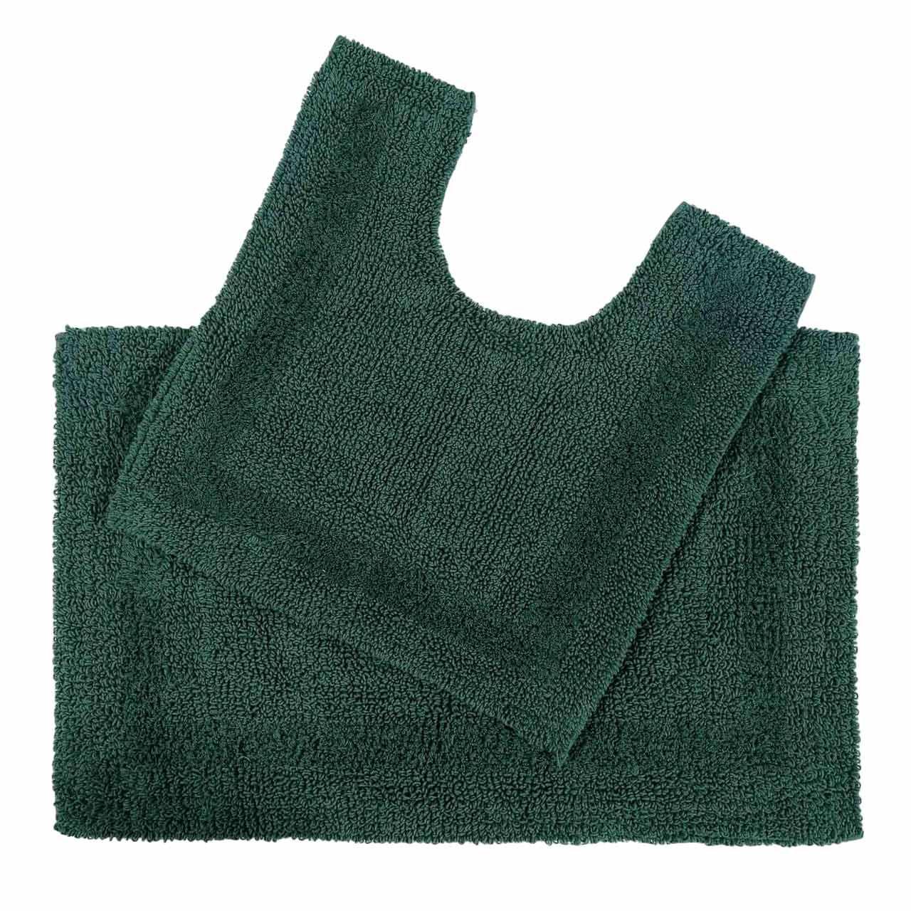 BADGARNITUR 2-teilig, Badematte & WC-Vorleger, wendbar - Waldgrün, Textil (50/80cm) - Homescapes